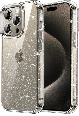 JETech Glitter Case for iPhone 15 Pro 6.1-Inch, Bling Sparkle Shockproof Phone Bumper Cover, Cute Sparkly for Women and Girls (Black) in Saudi Arabia