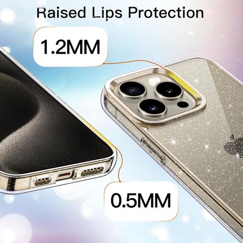 JETech Glitter Case for iPhone 15 Pro 6.1-Inch, Bling Sparkle Shockproof Phone Bumper Cover, Cute Sparkly for Women and Girls (Black) in Saudi Arabia