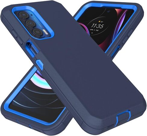 for Motorola Moto Edge 2021 Case, Moto Edge 5G UW Case, Heavy Duty Defender Case Dustproof Shockproof Protection 3 in 1 Rugged Phone Cover for Moto Edge 5G UW/Moto Edge 2021 (Black) in Saudi Arabia