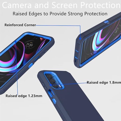 for Motorola Moto Edge 2021 Case, Moto Edge 5G UW Case, Heavy Duty Defender Case Dustproof Shockproof Protection 3 in 1 Rugged Phone Cover for Moto Edge 5G UW/Moto Edge 2021 (Black) in Saudi Arabia