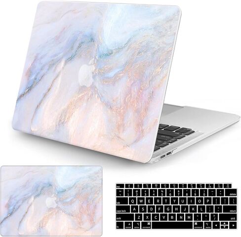 Watbro متوافق مع إصدار 2022 لجهاز MacBook Air 13.6 بوصة، حافظة M2 Chip Model A2681، حافظة رخامية ملونة مع غطاء لوحة المفاتيح لجهاز MacBook Air 2022 مع معرف اللمس in Kuwait