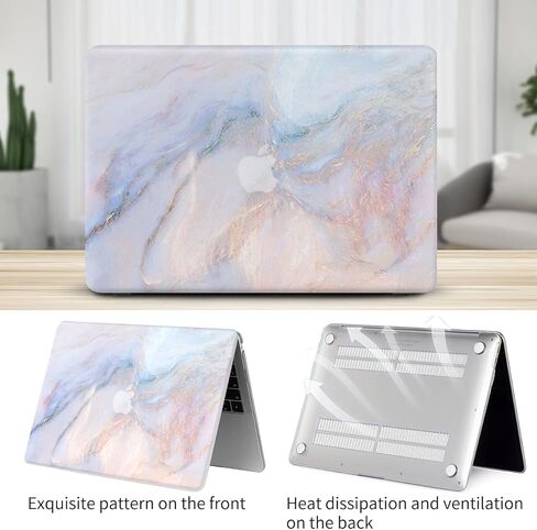 Watbro متوافق مع إصدار 2022 لجهاز MacBook Air 13.6 بوصة، حافظة M2 Chip Model A2681، حافظة رخامية ملونة مع غطاء لوحة المفاتيح لجهاز MacBook Air 2022 مع معرف اللمس in Kuwait