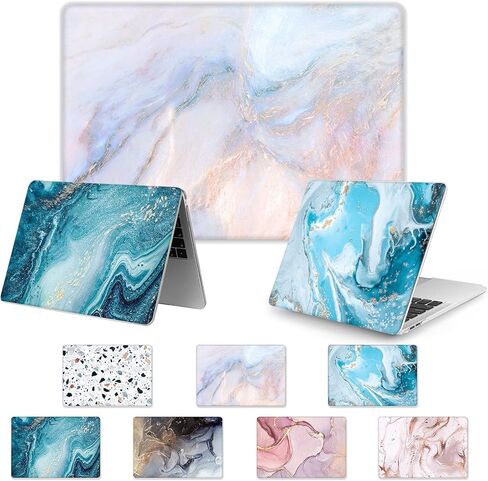 Watbro متوافق مع إصدار 2022 لجهاز MacBook Air 13.6 بوصة، حافظة M2 Chip Model A2681، حافظة رخامية ملونة مع غطاء لوحة المفاتيح لجهاز MacBook Air 2022 مع معرف اللمس in Kuwait