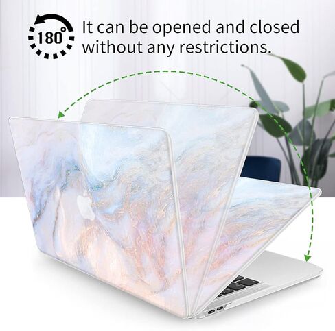 Watbro متوافق مع إصدار 2022 لجهاز MacBook Air 13.6 بوصة، حافظة M2 Chip Model A2681، حافظة رخامية ملونة مع غطاء لوحة المفاتيح لجهاز MacBook Air 2022 مع معرف اللمس in Kuwait