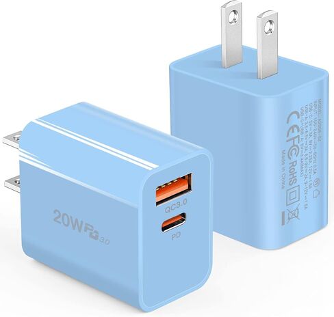 Fast Charging Block 20W, 2 Pack USB C Wall Charger Block, Dual Port PD Power Delivery Type C Charging Block Fast Charger Compatible with iPhone 13/12/11/Pro/Max/Mini/SE X XS,Galaxy and More(Black) in Saudi Arabia