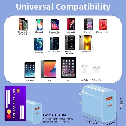 Fast Charging Block 20W, 2 Pack USB C Wall Charger Block, Dual Port PD Power Delivery Type C Charging Block Fast Charger Compatible with iPhone 13/12/11/Pro/Max/Mini/SE X XS,Galaxy and More(Black) in Saudi Arabia