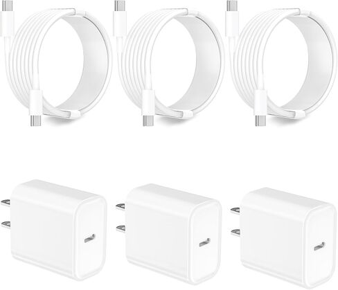 iPhone 15 Charger Fast Charging [MFi Certified], GEONAV 3Pack 20W Type-C Power USB-C Wall Charger+10FT Long USB-C to USB-C Cable Compatible with iPhone 15/15 Plus/15 Pro/15 Pro Max/iPad Pro/Air/Mini in Saudi Arabia