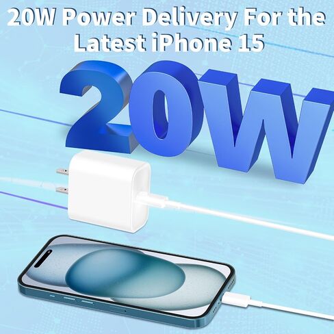 iPhone 15 Charger Fast Charging [MFi Certified], GEONAV 3Pack 20W Type-C Power USB-C Wall Charger+10FT Long USB-C to USB-C Cable Compatible with iPhone 15/15 Plus/15 Pro/15 Pro Max/iPad Pro/Air/Mini in Saudi Arabia
