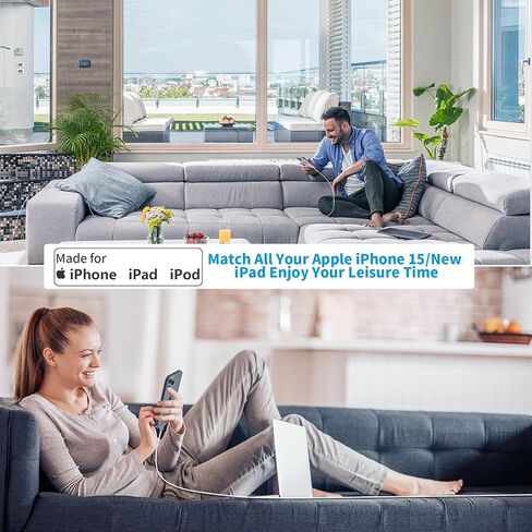 iPhone 15 Charger Fast Charging [MFi Certified], GEONAV 3Pack 20W Type-C Power USB-C Wall Charger+10FT Long USB-C to USB-C Cable Compatible with iPhone 15/15 Plus/15 Pro/15 Pro Max/iPad Pro/Air/Mini in Saudi Arabia