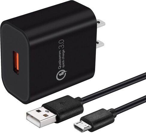 شاحن حائط سريع الشحن 3.0 لهاتف Lg Aristo/4+/Stylo 2V/Stylo 3 Plus/K8/K20 V/VS835، Arena 2/Escape 2 3 Plus/Fiesta 2/Harmony 3/Prime 2، Samsung J3 J4، Sony اكسبيريا Z2 Z4 C5، كابل يو اس بي مايكرو in Kuwait