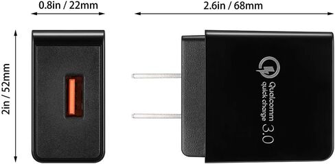 شاحن حائط سريع الشحن 3.0 لهاتف Lg Aristo/4+/Stylo 2V/Stylo 3 Plus/K8/K20 V/VS835، Arena 2/Escape 2 3 Plus/Fiesta 2/Harmony 3/Prime 2، Samsung J3 J4، Sony اكسبيريا Z2 Z4 C5، كابل يو اس بي مايكرو in Kuwait