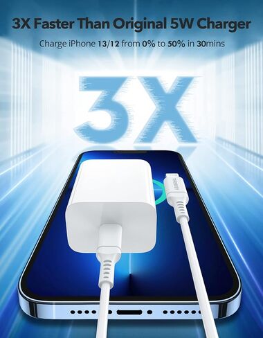 THREEKEY USB C Wall Charger,33W Dual USB Port Charger Block,Type C Charger Fast Charging Power Adapter Compatible with iPhone 15/14/13/12/X,Samsung Series,Moto,iPad,MacBook, White in Saudi Arabia