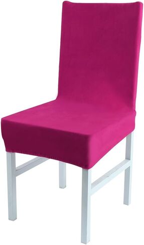 uxcell Plush Dining Chair Cover,Parson Chair Slipcover Stretch Spandex Velvet Bar Stool Cover Protector Seat Cover Home Decor for Dining Room/Party/Kitchen/Wedding Fandango Pink in Saudi Arabia