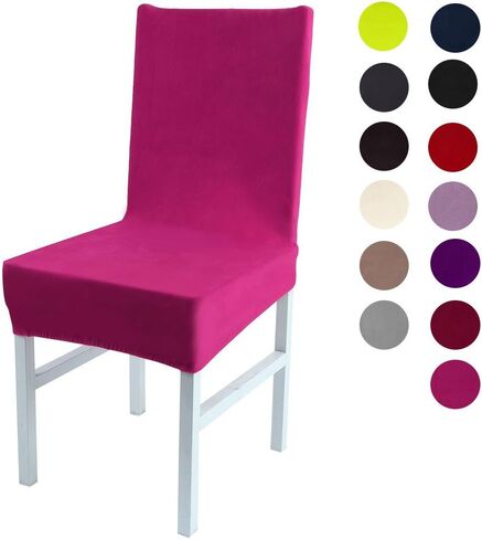 uxcell Plush Dining Chair Cover,Parson Chair Slipcover Stretch Spandex Velvet Bar Stool Cover Protector Seat Cover Home Decor for Dining Room/Party/Kitchen/Wedding Fandango Pink in Saudi Arabia