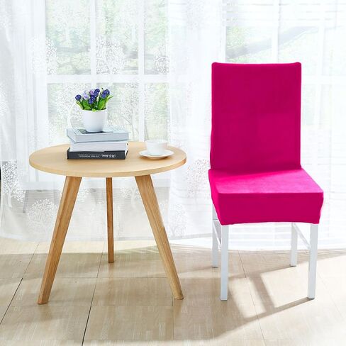 uxcell Plush Dining Chair Cover,Parson Chair Slipcover Stretch Spandex Velvet Bar Stool Cover Protector Seat Cover Home Decor for Dining Room/Party/Kitchen/Wedding Fandango Pink in Saudi Arabia