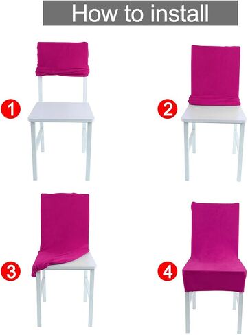 uxcell Plush Dining Chair Cover,Parson Chair Slipcover Stretch Spandex Velvet Bar Stool Cover Protector Seat Cover Home Decor for Dining Room/Party/Kitchen/Wedding Fandango Pink in Saudi Arabia