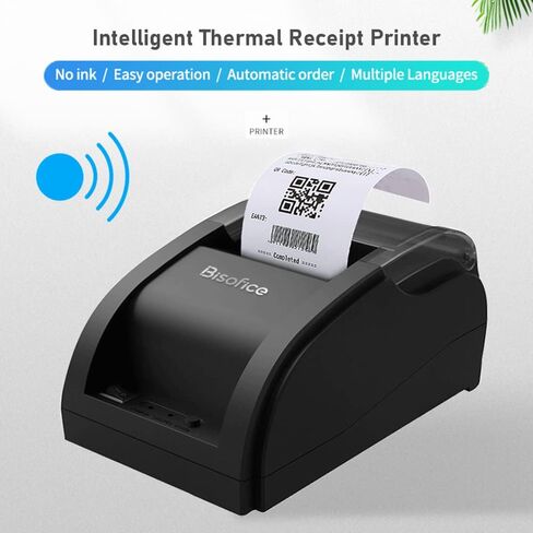 Thermal Receipt Printer,Desktop 58mm Thermal Receipt Printer Wired Barcode Printer USB Connection with 1 Roll Paper Inside Support ESC Command Compatible with Windows Android for Store in Saudi Arabia