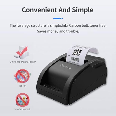 Thermal Receipt Printer,Desktop 58mm Thermal Receipt Printer Wired Barcode Printer USB Connection with 1 Roll Paper Inside Support ESC Command Compatible with Windows Android for Store in Saudi Arabia