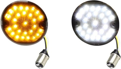 1156 إشارات انعطاف LED حمراء خلفية مع عدسات مدخنة، مصابيح خلفية لفرامل الدراجات النارية المسطحة مقاس 3 1/4 بوصة لدراجة Harley Touring Road King Electra Glide Softail Ultra Classic Ultra Limited - قطعتان in Kuwait