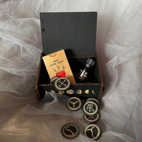 صندوق خشبي من الويكا مع زجاجات صندوق مجوهرات صندوق مذبح الساحرة صندوق التارو تصميم جمجمة فراشة منظم هدية وديكور منزلي in Kuwait