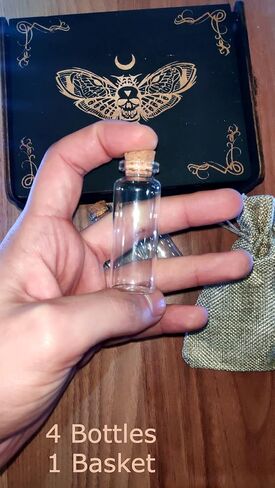 صندوق خشبي من الويكا مع زجاجات صندوق مجوهرات صندوق مذبح الساحرة صندوق التارو تصميم جمجمة فراشة منظم هدية وديكور منزلي in Kuwait