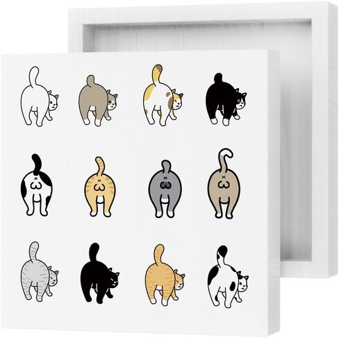 Cute Cat Butt Funny Home Office Farmhouse Decor Cat Mom Desk Decor Accessories Rustic Wooden Box Sign Humorous Vintage Gift for Cat Lovers Home Table Shelf Counter Wall Decorative Quotes in Saudi Arabia