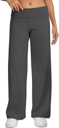 HeSaYep Women's Wide Leg Sweatpants Workout Lounge Pants Fold Over Low Rise Yoga Pants in Saudi Arabia