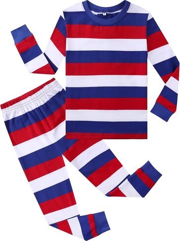 A&J DESIGN Pure Cotton Striped Pjs for 2-14 Years Kids, 2-Piece Pajamas Set. in Saudi Arabia