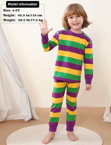 A&J DESIGN Pure Cotton Striped Pjs for 2-14 Years Kids, 2-Piece Pajamas Set. in Saudi Arabia