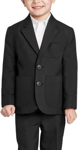 Boys Patch Pockets School Blazer Casual Two Button Suit Jacket Kids Sport Coats in Saudi Arabia