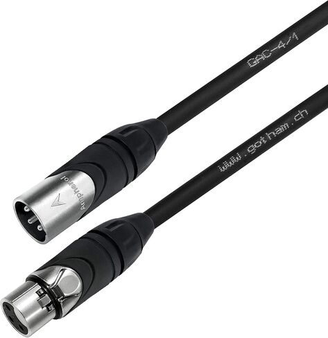 2 Units - 3 Foot - Gotham GAC-4/1 (Black) - Star Quad, Dual Shielded Balanced Male to Female Microphone Cables with Amphenol AX3M & AX3F Silver XLR Connectors - Custom Made by WORLDS BEST CABLES in Saudi Arabia