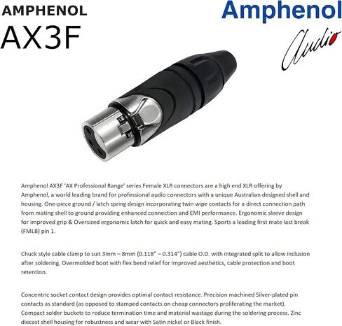 2 Units - 3 Foot - Gotham GAC-4/1 (Black) - Star Quad, Dual Shielded Balanced Male to Female Microphone Cables with Amphenol AX3M & AX3F Silver XLR Connectors - Custom Made by WORLDS BEST CABLES in Saudi Arabia