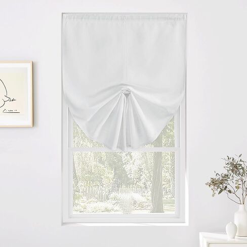 RYB HOME Linen Door Curtain, Privacy Tricia Door Window Curtains for Patio French Door Front Door Sidelight Storm Door Curtain, W26 x L40 inches, Natural, 1 Piece in Kuwait