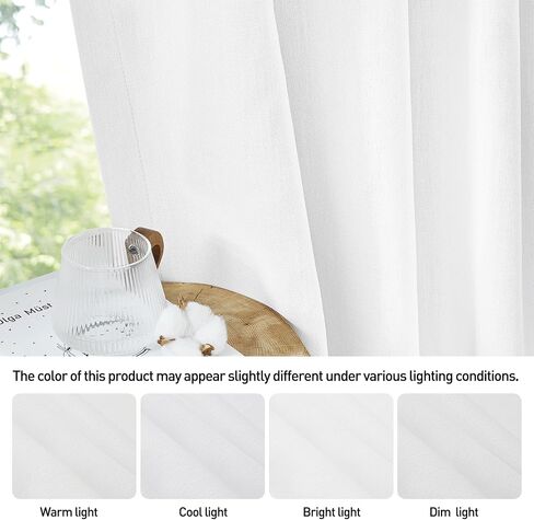 RYB HOME Linen Door Curtain, Privacy Tricia Door Window Curtains for Patio French Door Front Door Sidelight Storm Door Curtain, W26 x L40 inches, Natural, 1 Piece in Kuwait