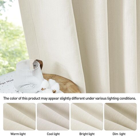 RYB HOME Linen Door Curtain, Privacy Tricia Door Window Curtains for Patio French Door Front Door Sidelight Storm Door Curtain, W26 x L40 inches, Natural, 1 Piece in Kuwait