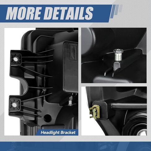 Auto Dynasty Factory Style Halogen Headlights Assembly Compatible with Ford F250 F350 F450 F550 Super Duty 2nd Gen 2008-2010, Driver and Passenger Side, Black Housing Clear Corner in Saudi Arabia