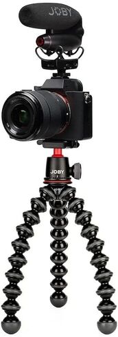 JOBY Skilled Vlogger Kit، مجموعة تسجيل الفيديو لكاميرا GorillaPod (حامل ثلاثي مرن GorillaPod 3K، ميكروفون Wavo PRO DS على الكاميرا، كابلات TRR)، طقم كاميرا Vlog، طقم Youtuber، طقم إنشاء محتوى الكاميرا in Kuwait