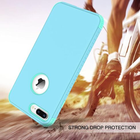 حافظة BENTOBEN iPhone 8 Plus، حافظة iPhone 7 Plus، 2 في 1 نحيفة هجينة مقاومة للصدمات من مادة البولي كربونات الصلبة الواقية من السقوط لهاتف iPhone 8 Plus / 7 Plus 5.5 بوصة، أرجواني/أخضر in Kuwait