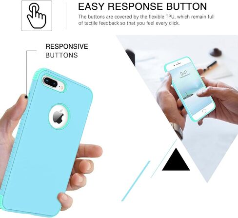 حافظة BENTOBEN iPhone 8 Plus، حافظة iPhone 7 Plus، 2 في 1 نحيفة هجينة مقاومة للصدمات من مادة البولي كربونات الصلبة الواقية من السقوط لهاتف iPhone 8 Plus / 7 Plus 5.5 بوصة، أرجواني/أخضر in Kuwait