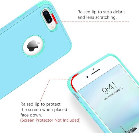 حافظة BENTOBEN iPhone 8 Plus، حافظة iPhone 7 Plus، 2 في 1 نحيفة هجينة مقاومة للصدمات من مادة البولي كربونات الصلبة الواقية من السقوط لهاتف iPhone 8 Plus / 7 Plus 5.5 بوصة، أرجواني/أخضر in Kuwait