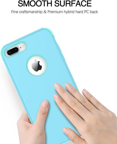 حافظة BENTOBEN iPhone 8 Plus، حافظة iPhone 7 Plus، 2 في 1 نحيفة هجينة مقاومة للصدمات من مادة البولي كربونات الصلبة الواقية من السقوط لهاتف iPhone 8 Plus / 7 Plus 5.5 بوصة، أرجواني/أخضر in Kuwait