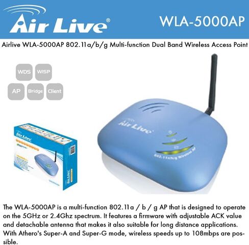 Airlive WLA-5000AP 802.11a/b/g Multi-Function Dual Band Wireless Access Point in Saudi Arabia