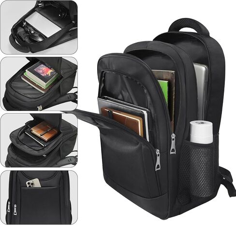 حقيبة ظهر للكمبيوتر المحمول، حقيبة ظهر متينة مضادة للسرقة أثناء السفر، حقيبة كمبيوتر محمول جامعية للرجال والنساء تناسب كمبيوتر محمول مقاس 17.3 بوصة - أسود in Kuwait