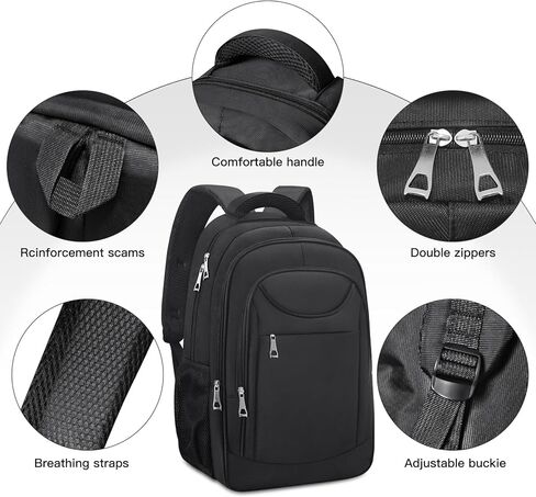 حقيبة ظهر للكمبيوتر المحمول، حقيبة ظهر متينة مضادة للسرقة أثناء السفر، حقيبة كمبيوتر محمول جامعية للرجال والنساء تناسب كمبيوتر محمول مقاس 17.3 بوصة - أسود in Kuwait