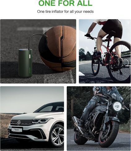 Tire Inflator Portable Air Compressor, AMPBANK AT004 Smart Air Pump for Car Tires, Auto Tire Inflator 150PSI with Pressure Gauge & LED Screen, Air Compressor for Car, Motorcycle, Bike, Ball-Green in Saudi Arabia