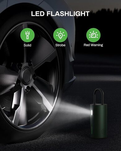 Tire Inflator Portable Air Compressor, AMPBANK AT004 Smart Air Pump for Car Tires, Auto Tire Inflator 150PSI with Pressure Gauge & LED Screen, Air Compressor for Car, Motorcycle, Bike, Ball-Green in Saudi Arabia
