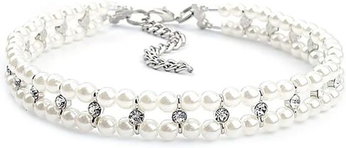 Pet Pearl Rhinestone Collar Cat Dog Necklace Adjustable Small Dog Collar in Saudi Arabia