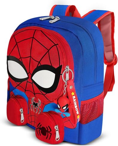 3D Superhero Backpack, Toddler Cartoon Backpack 16'' with Keychain for Boys and Girls, School Supplies School Bag Travel Bag for Kids Ages 2-8 Years Old in Saudi Arabia