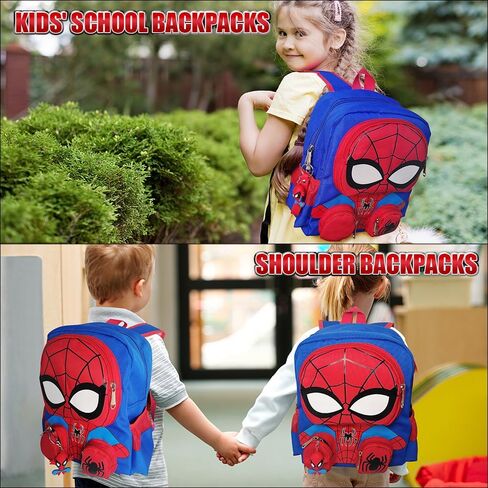 3D Superhero Backpack, Toddler Cartoon Backpack 16'' with Keychain for Boys and Girls, School Supplies School Bag Travel Bag for Kids Ages 2-8 Years Old in Saudi Arabia