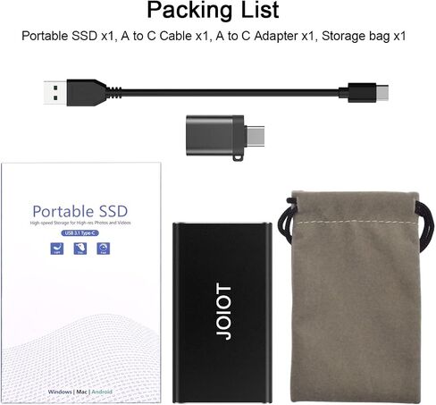 محرك أقراص SSD خارجي محمول سعة 1 تيرابايت محرك أقراص فلاش سريع السرعة SSD يصل إلى 500 ميجابايت/ثانية للقراءة من النوع C USB 3.1 للألعاب Windows Mac OS PC Mackbook PS4 Xbox one (أسود) in Saudi Arabia